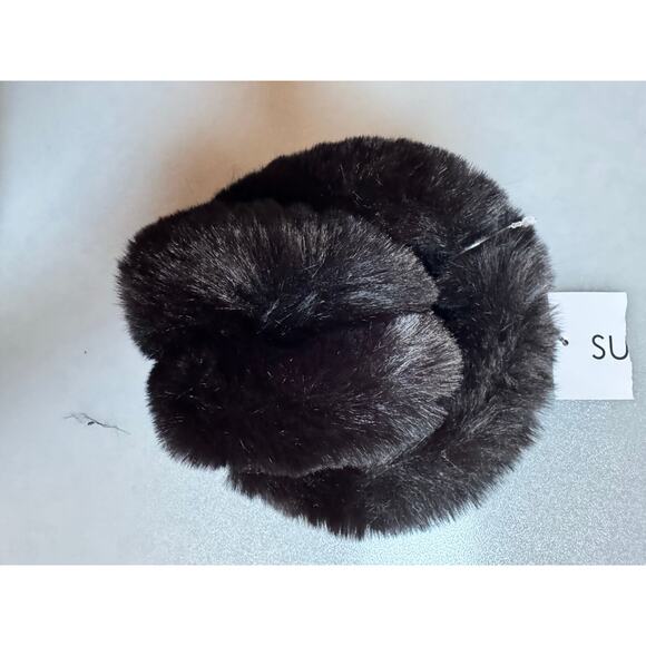 Surell Faux Rex Rabbit Black Earmuffs - Halo Band - Picture 4 of 6